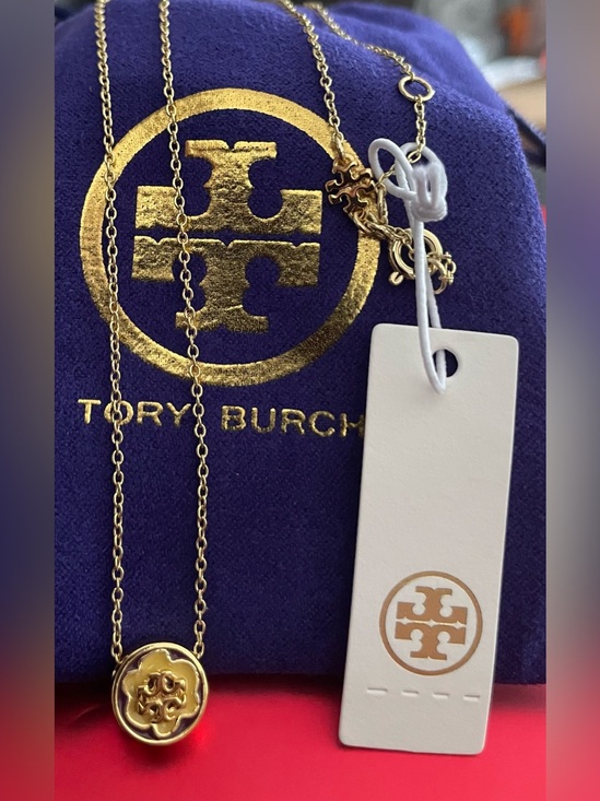 Tory Burch Jewelry - Tory Burch Gold Logo Disc Pendant Necklace